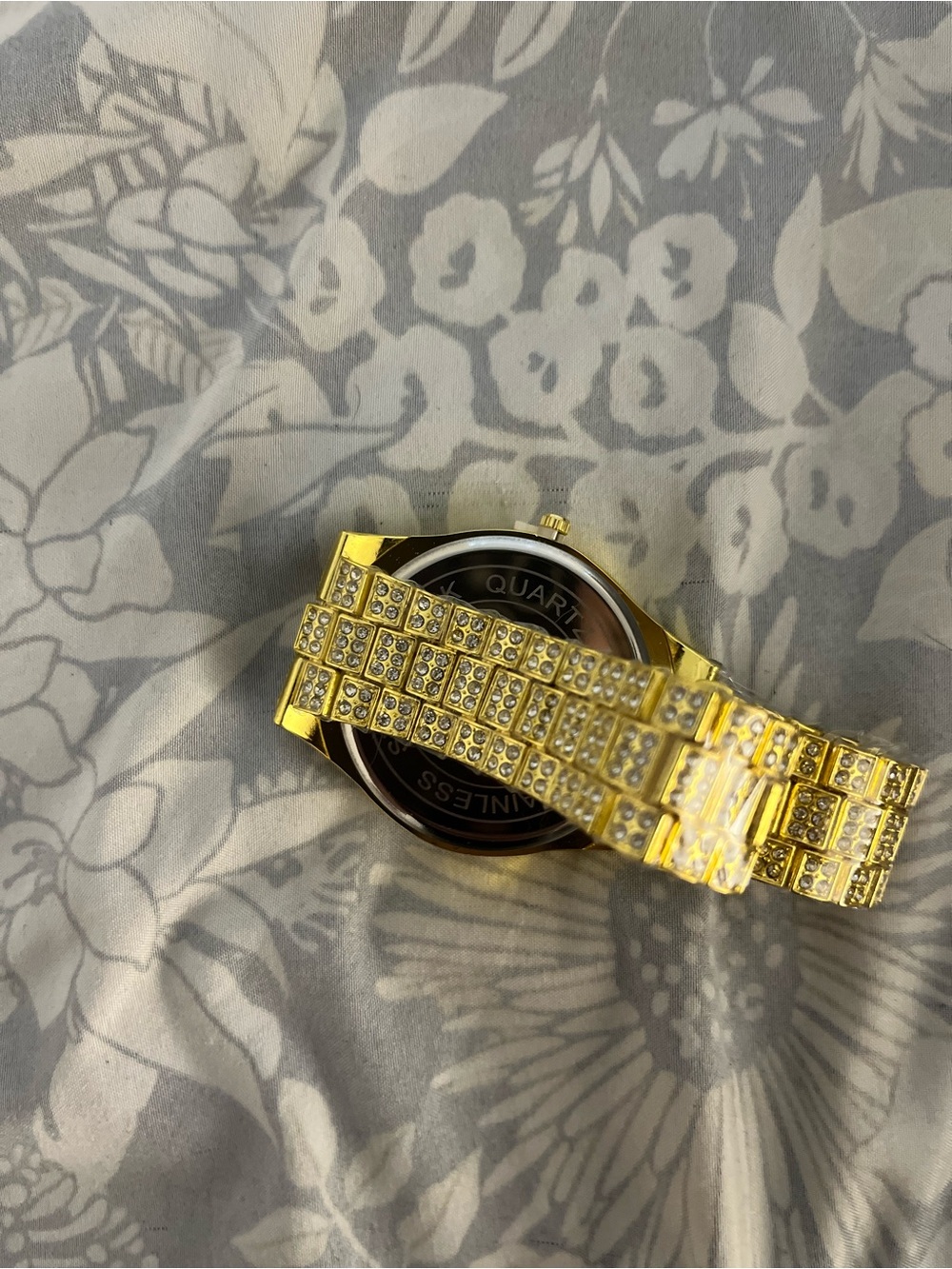 Gold Iced Out Diamond Mens Bustdown Watch Sapphire Glass Stainless Steel Shine ✨ - Picture 6 of 6